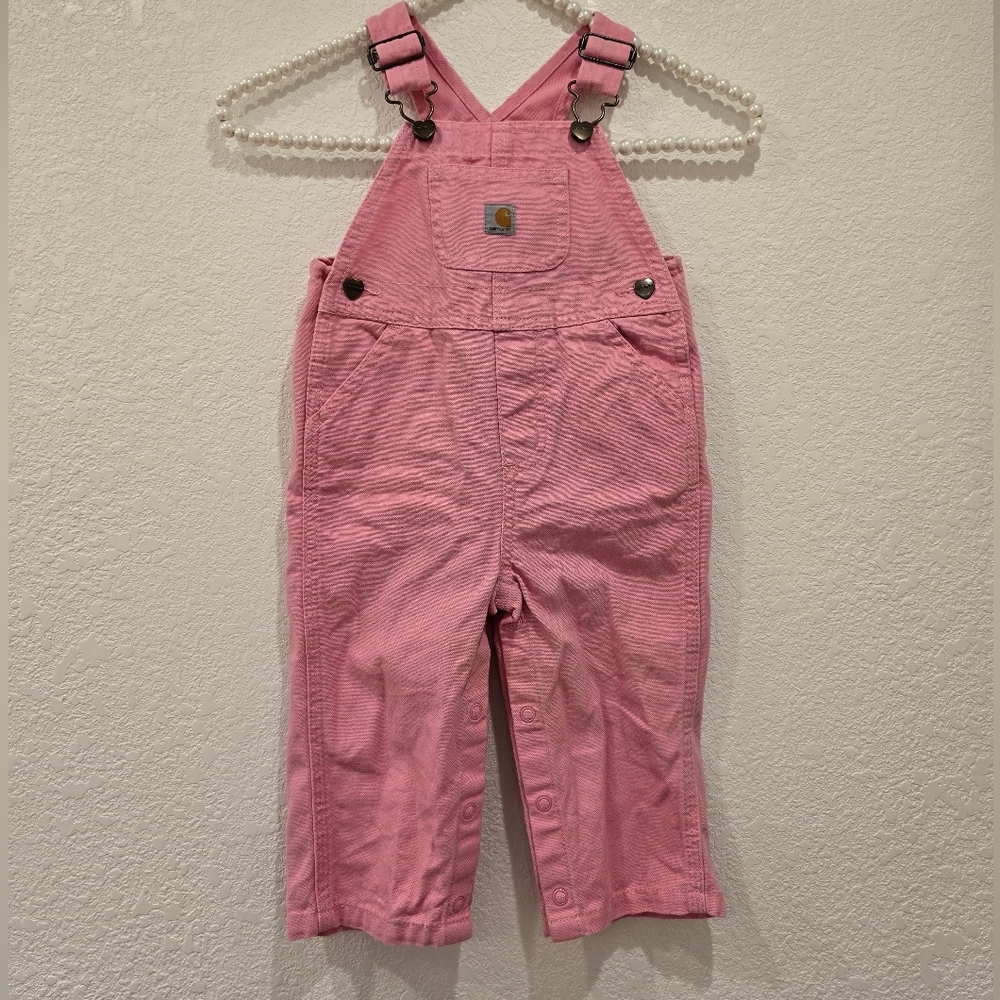 Carhartt Loose Fit Canvas Bib Overall Pink Lemonade 12M